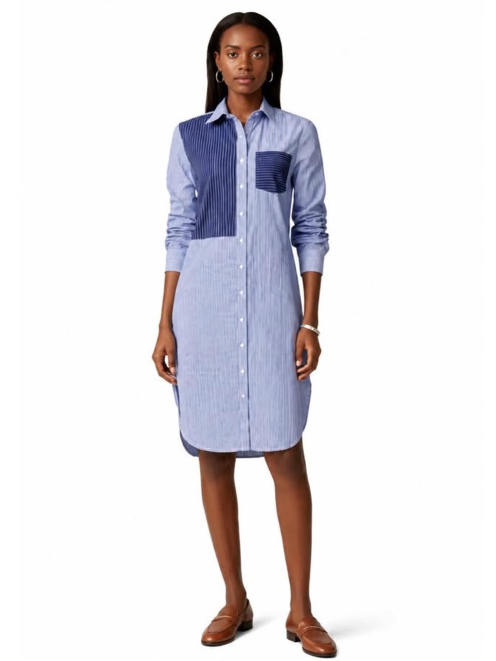 NWT Lauren Ralph Lauren Blue & White Shirt Dress